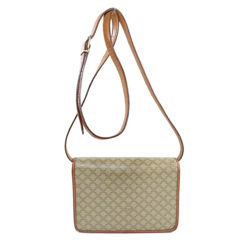 Celine Macadam shoulder leather bag Brown